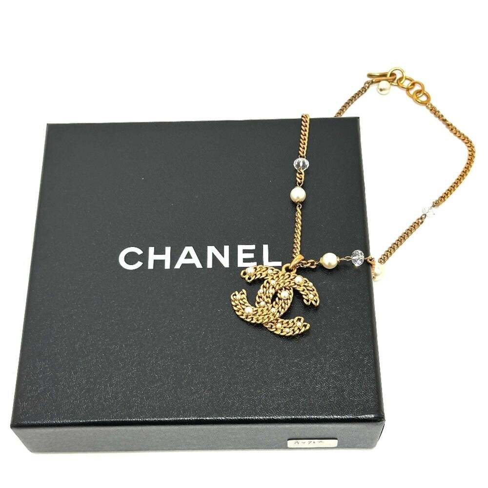CHANEL Authentic Gold Pearl Logo Necklace - Picture 9 of 9
